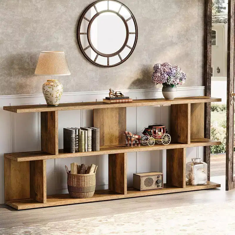 Lantine table console sofa extra-longue 71 à 3 niveaux derrière le canapé
