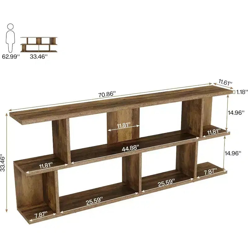 Lantine table console sofa extra-longue 71 à 3 niveaux derrière le canapé