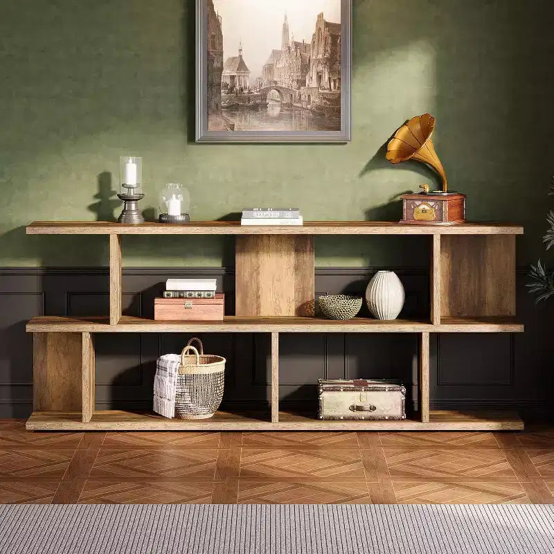 Lantine table console sofa extra-longue 71 à 3 niveaux derrière le canapé
