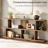 Lantine table console sofa extra-longue 71 à 3 niveaux derrière le canapé
