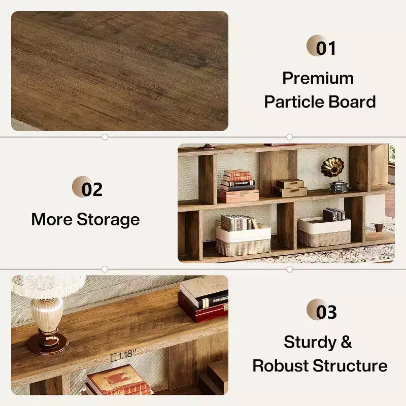 Lantine table console sofa extra-longue 71 à 3 niveaux derrière le canapé