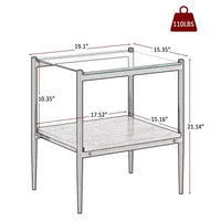 MAYEERTY Lot de 2 tables d'appoint rectangulaires avec plateau en verre trempé, pour salon, verre transparent