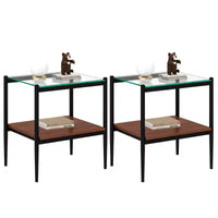 MAYEERTY Lot de 2 tables d'appoint rectangulaires avec plateau en verre trempé, pour salon, verre transparent