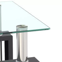 MAYEERTY Table d'appoint moderne en verre trempé, table d'appoint carrée pour salon ou chambre à coucher, transparente