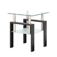 MAYEERTY Table d'appoint moderne en verre trempé, table d'appoint carrée pour salon ou chambre à coucher, transparente
