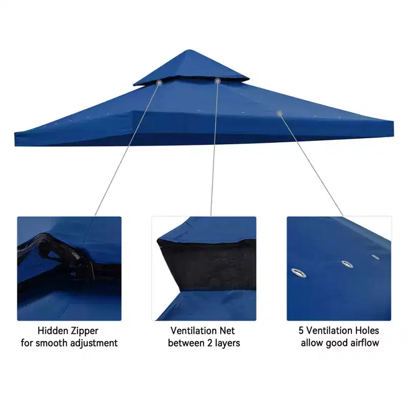 Yescom Dessus de remplacement UV30+ pour tonnelle 3x3m à 2 niveaux, pour extérieur, jardin, terrasse, fête, événement, bleu marine