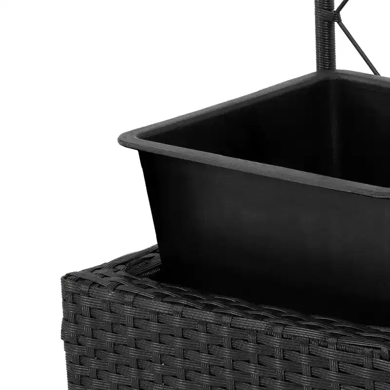Sunnydaze Bac jardinière en osier 3 sections avec treillis pour interieur ou extérieur - noir