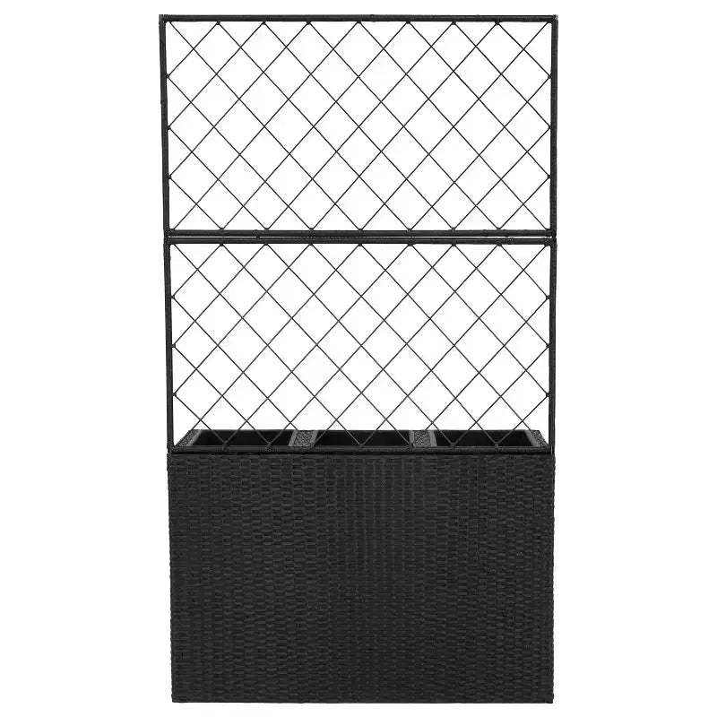 Sunnydaze Bac jardinière en osier 3 sections avec treillis pour interieur ou extérieur - noir