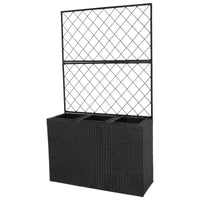 Sunnydaze Bac jardinière en osier 3 sections avec treillis pour interieur ou extérieur - noir
