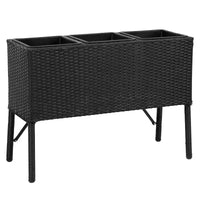 Jardinière surélevée en osier à 3 sections Sunnydaze pour usage intérieur ou extérieur - Noire