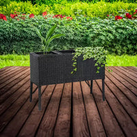 Jardinière surélevée en osier à 3 sections Sunnydaze pour usage intérieur ou extérieur - Noire