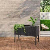 Jardinière surélevée en osier à 3 sections Sunnydaze pour usage intérieur ou extérieur - Noire