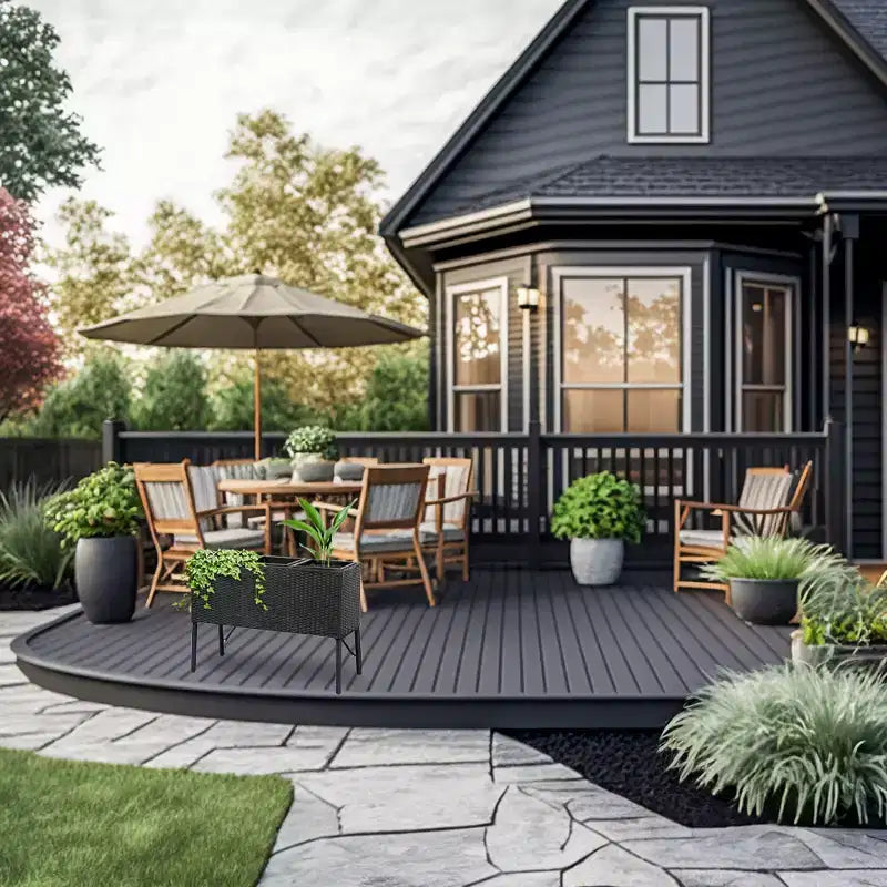 Jardinière surélevée en osier à 3 sections Sunnydaze pour usage intérieur ou extérieur - Noire