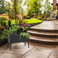 Jardinière surélevée en osier à 3 sections Sunnydaze pour usage intérieur ou extérieur - Noire