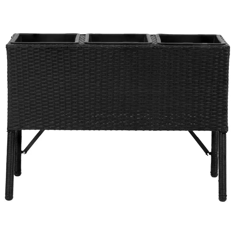 Jardinière surélevée en osier à 3 sections Sunnydaze pour usage intérieur ou extérieur - Noire