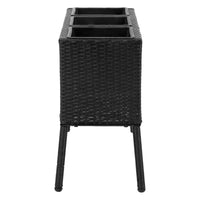 Jardinière surélevée en osier à 3 sections Sunnydaze pour usage intérieur ou extérieur - Noire
