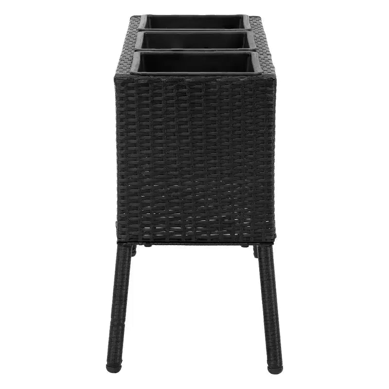 Jardinière surélevée en osier à 3 sections Sunnydaze pour usage intérieur ou extérieur - Noire
