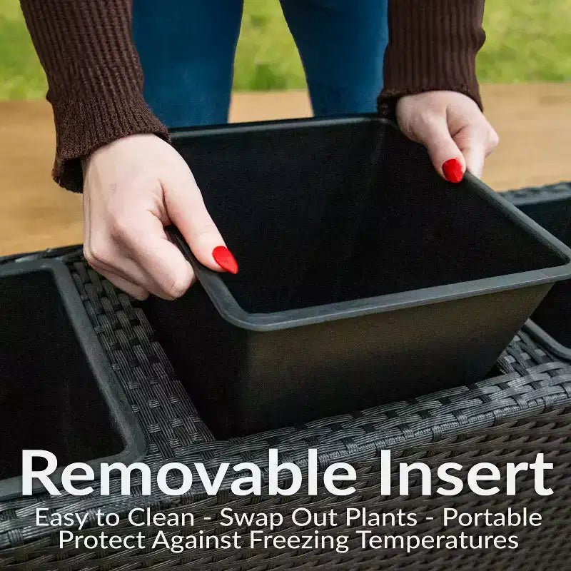 Jardinière surélevée en osier à 3 sections Sunnydaze pour usage intérieur ou extérieur - Noire