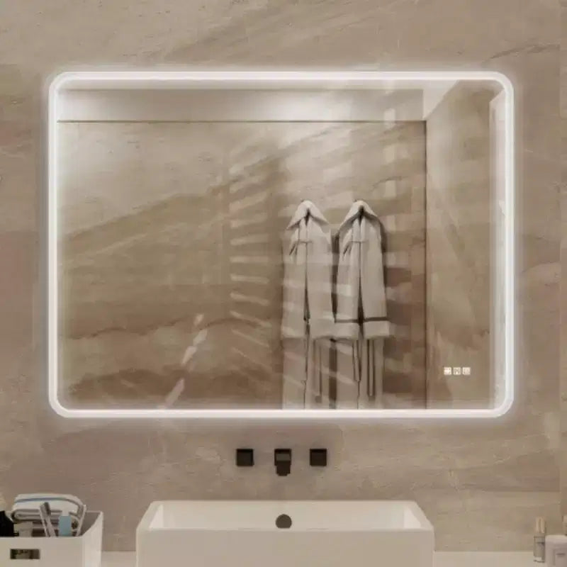 Miroir de courtoisie rectangulaire mural LED antibuée dimmable 48 x 36 pouces, avec éclairage