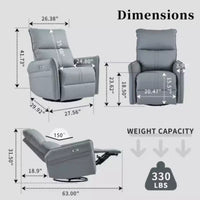 Fauteuil inclinable à bascule pivotant électrique pour adulte, fauteuil à bascule pivotant à 270 degrés, petit fauteuil inclinable électrique adapté aux petits espaces