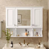Meuble de salle de bain mural avec miroir et étagères ouvertes, 35 x 28 po, style moderne