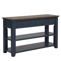 Console en pin massif, table d'appoint moderne pour entrée de canapé avec 3 tiroirs de rangement et 2 étagères, facile à monter