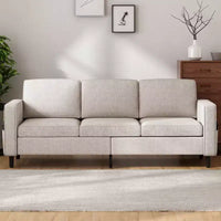 Canapé modulable Mjkone, canapé 3 places en tissu de lin en forme de L avec pouf de rangement