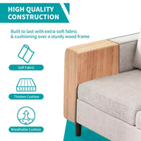 Canapé modulable Mjkone, canapé 3 places en tissu de lin en forme de L avec pouf de rangement