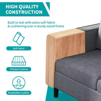 Canapé modulable Mjkone, canapé 3 places en tissu de lin en forme de L avec pouf de rangement