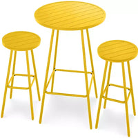 Ensemble bistrot rond 3 pièces de bar avec tabourets sans dossier et design à lattes Best Choice Products