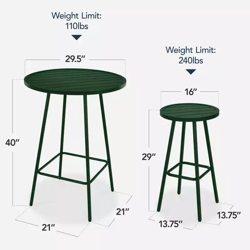 Ensemble bistrot rond 3 pièces de bar avec tabourets sans dossier et design à lattes Best Choice Products