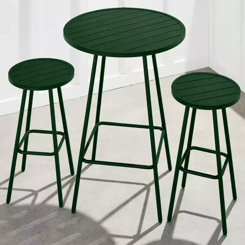 Ensemble bistrot rond 3 pièces de bar avec tabourets sans dossier et design à lattes Best Choice Products
