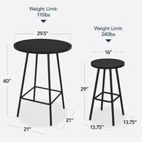 Ensemble bistrot rond 3 pièces de bar avec tabourets sans dossier et design à lattes Best Choice Products