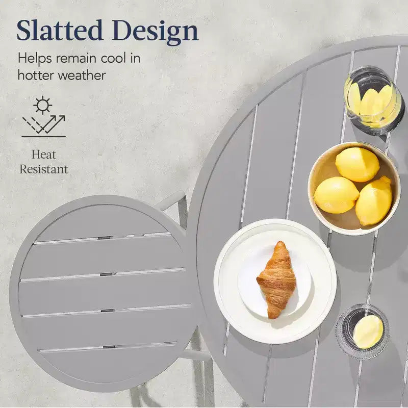 Ensemble bistrot rond 3 pièces de bar avec tabourets sans dossier et design à lattes Best Choice Products