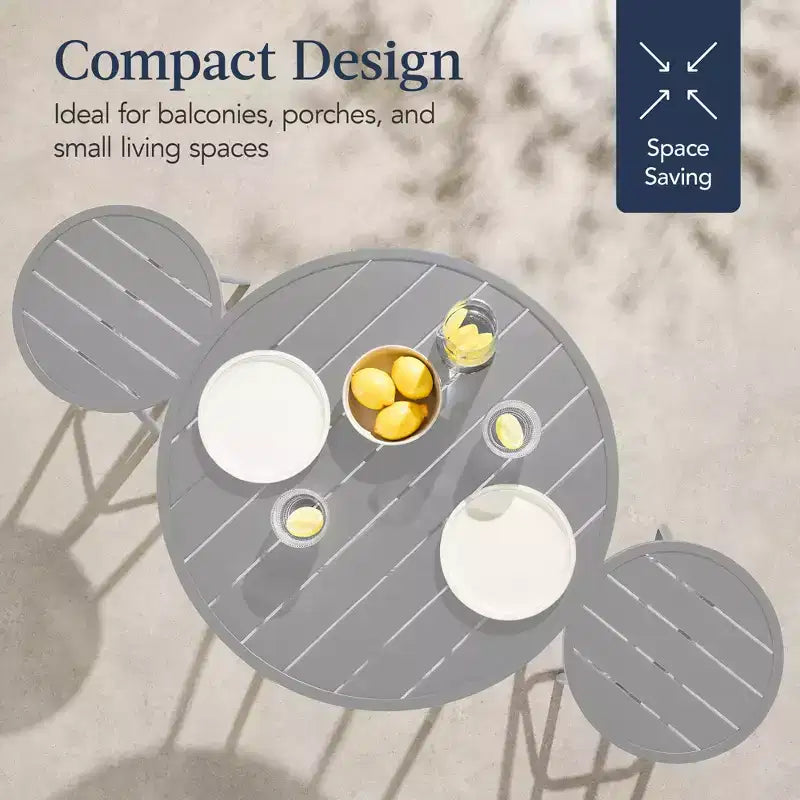 Ensemble bistrot rond 3 pièces de bar avec tabourets sans dossier et design à lattes Best Choice Products