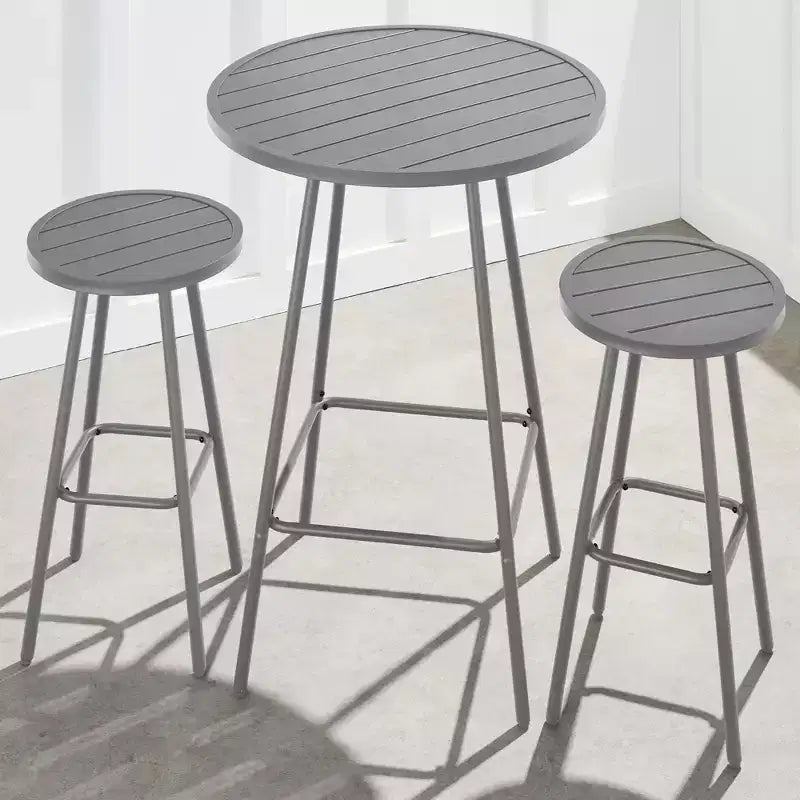 Ensemble bistrot rond 3 pièces de bar avec tabourets sans dossier et design à lattes Best Choice Products
