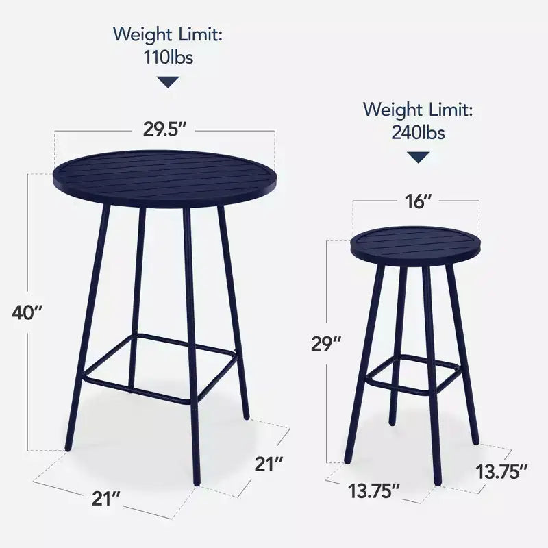 Ensemble bistrot rond 3 pièces de bar avec tabourets sans dossier et design à lattes Best Choice Products