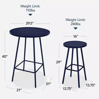 Ensemble bistrot rond 3 pièces de bar avec tabourets sans dossier et design à lattes Best Choice Products