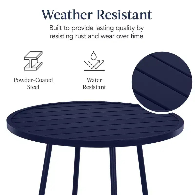 Ensemble bistrot rond 3 pièces de bar avec tabourets sans dossier et design à lattes Best Choice Products