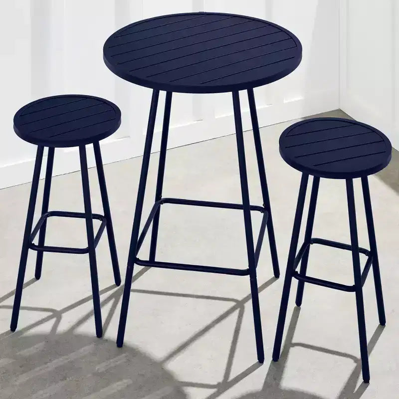 Ensemble bistrot rond 3 pièces de bar avec tabourets sans dossier et design à lattes Best Choice Products