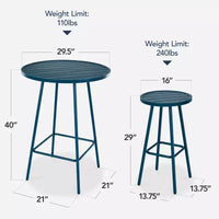 Ensemble bistrot rond 3 pièces de bar avec tabourets sans dossier et design à lattes Best Choice Products