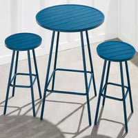 Ensemble bistrot rond 3 pièces de bar avec tabourets sans dossier et design à lattes Best Choice Products