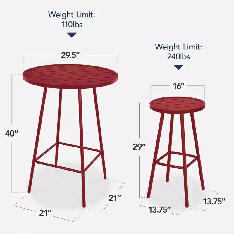 Ensemble bistrot rond 3 pièces de bar avec tabourets sans dossier et design à lattes Best Choice Products