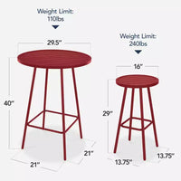 Ensemble bistrot rond 3 pièces de bar avec tabourets sans dossier et design à lattes Best Choice Products