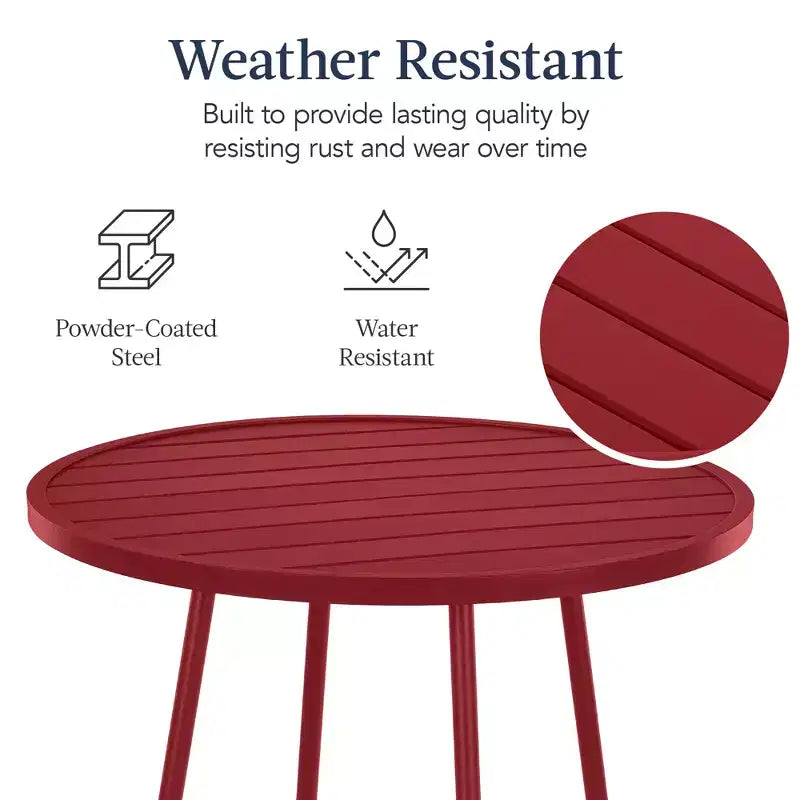 Ensemble bistrot rond 3 pièces de bar avec tabourets sans dossier et design à lattes Best Choice Products