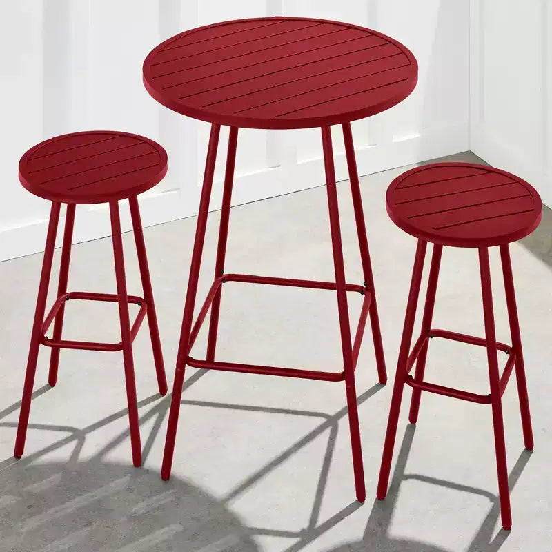 Ensemble bistrot rond 3 pièces de bar avec tabourets sans dossier et design à lattes Best Choice Products