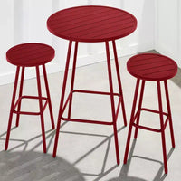 Ensemble bistrot rond 3 pièces de bar avec tabourets sans dossier et design à lattes Best Choice Products
