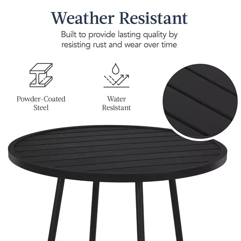 Ensemble bistrot rond 3 pièces de bar avec tabourets sans dossier et design à lattes Best Choice Products