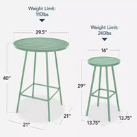 Ensemble bistrot rond 3 pièces de bar avec tabourets sans dossier et design à lattes Best Choice Products