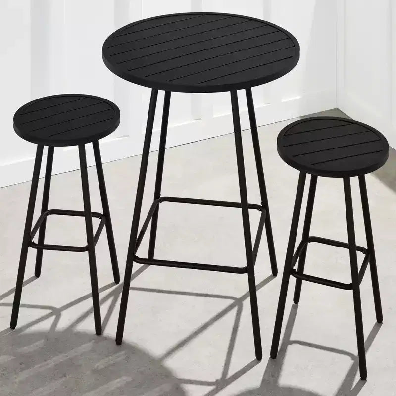 Ensemble bistrot rond 3 pièces de bar avec tabourets sans dossier et design à lattes Best Choice Products